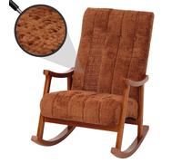 Mendler Fauteuil à Bascule HWC-K10 Chenille (465g/m²) Terracotta, piétement Aspect Noyer