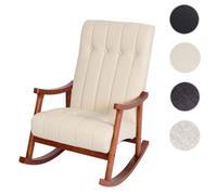 Fauteuil À Bascule Hwc-K10, Fauteuil À Bascule Fauteuil Relax Similicuir Crème, Piétement Aspect Noyer Multicolore