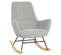 Mendler Fauteuil à Bascule HWC-N13, Fauteuil Relax à Bascule Fauteuil TV, Bois Massif métal Tissu/Textile 320g/m² - Gris-Vert