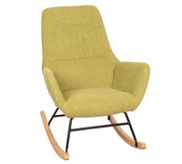 Mendler Fauteuil à Bascule HWC-N13, Fauteuil Relax à Bascule Fauteuil TV, Bois Massif métal Tissu/Textile 320g/m² - Vert