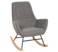 Mendler Fauteuil à Bascule HWC-N13, Fauteuil Relax à Bascule Fauteuil TV, Bois Massif métal Tissu/Textile 320g/m² - Gris foncé