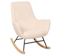Fauteuil À Bascule Hwc-N13, Fauteuil Relax À Bascule Fauteuil Tv, Bois Massif Métal Tissu/Textile 320g/M² Crème Multicolore