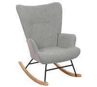 Fauteuil À Bascule Hwc-N14, Fauteuil Relax À Bascule Fauteuil Tv, Bois Massif Métal Tissu/Textile 320g/M² Gris-Vert Multicolore