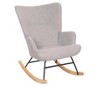 Mendler Fauteuil à Bascule HWC-N14, Fauteuil Relax à Bascule Fauteuil TV, Bois Massif métal Tissu/Textile 320g/m² - Gris Clair