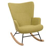 Mendler Fauteuil à Bascule HWC-N14, Fauteuil Relax à Bascule Fauteuil TV, Bois Massif métal Tissu/Textile 320g/m² - Vert