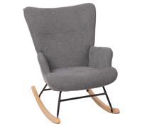 Mendler Fauteuil à Bascule HWC-N14, Fauteuil Relax à Bascule Fauteuil TV, Bois Massif métal Tissu/Textile 320g/m² - Gris foncé