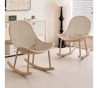 Fauteuil à Bascule Lot de 2 Design Ergonomique pour Salon Chambre Bureau intérieur Matériau PP Charge maximale 200 kg Style Moderne Beige