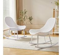 Fauteuil à Bascule Lot de 2 Design Ergonomique pour Salon Chambre Bureau intérieur Matériau PP Charge maximale 200 kg Style Moderne Blanc
