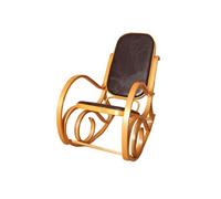 Fauteuil à bascule M41 aspect chêne assise en cuir Patchwork marron