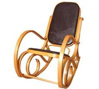 Fauteuil à bascule M41 aspect chêne assise en cuir Patchwork marron Marron G