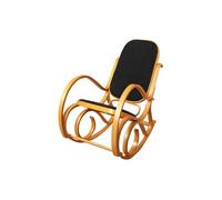 Rocking-chair, fauteuil à bascule M41 imitation bois de chêne, assise en similicuir noir