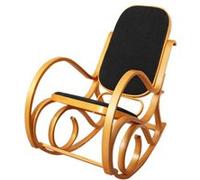 Fauteuil à bascule M41 aspect chêne assise en similicuir noir Noir G