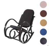 Fauteuil à bascule M41 bois massif Aspect noyer patchwork cuir marron