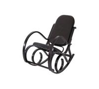 Mendler Fauteuil à bascule M41 bois massif aspect noyer patchwork cuir marron