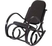 Mendler Fauteuil à Bascule M41 Bois Massif Aspect Noyer Patchwork Cuir Marron