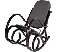 Fauteuil à bascule M41 bois massif aspect noyer tissu textile gris anthracite Gris G