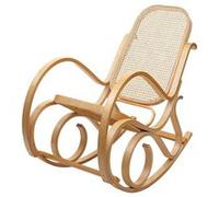 Fauteuil à bascule M41, fauteuil pivotant Fauteuil TV, en bois massif de rotin aspect chêne Marron G