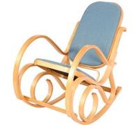 Fauteuil À Bascule M41, Fauteuil Tv, Bois Massif Aspect Chêne, Bleu Multicolore