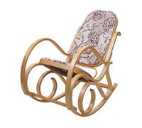 Fauteuil À Bascule M41, Fauteuil Tv, Bois Massif Aspect Chêne, Tissu/Textile Jacquard Marron Multicolore