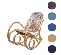 Fauteuil à bascule M41, fauteuil TV, bois massif - Aspect noyer, patchwork cuir marron