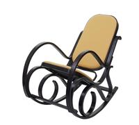 Fauteuil à bascule M41, fauteuil TV, bois massif Aspect noyer, tissu/textile jaune Jaune