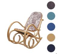Fauteuil à bascule M41 fauteuil TV bois massif tissu textile jacquard marron