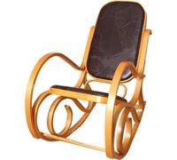 Fauteuil à bascule M41, Schwingessel Fauteuil de télévision, bois massif ~ aspect chêne, cuir patchwork brun