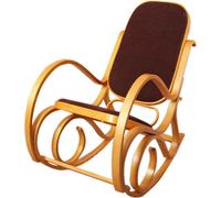 Fauteuil à bascule M41, Schwingessel Fauteuil de télévision, bois massif ~ aspect chêne, tissu/textile brun foncé