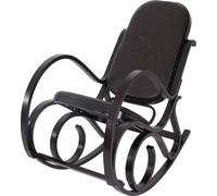 Fauteuil à bascule M41, Schwingessel Fauteuil de télévision, bois massif ~ aspect noyer, cuir patchwork brun