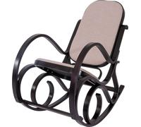 Fauteuil à bascule M41, Schwingessel Fauteuil de télévision, bois massif ~ aspect noyer, tissu/textile beige