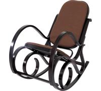 Fauteuil à bascule M41, Schwingessel Fauteuil de télévision, bois massif ~ aspect noyer, tissu/textile brun foncé