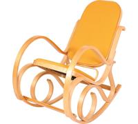 Fauteuil à bascule M41, Schwingessel Fauteuil TV, bois massif ~ aspect chêne, tissu/textile jaune
