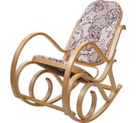 Fauteuil à bascule M41 fauteuil TV bois massif tissu textile jacquard marron Marron