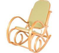 Fauteuil à bascule M41 bois massif aspect chêne tissu textile vert Vert