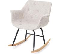 Fauteuil à bascule Malmö T820, Schwingsessel Relaxsessel ~ textile, crème/gris