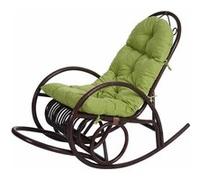 Fauteuil à bascule MENDLER HWC-C40 en rotin marron rembourrage vert Vert G