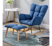 Fauteuil à bascule moderne avec fauteuil inclinable en tissu du milieu du siècle pour salon, fauteuil d'appoint élégant pour loisirs, design traîneau (bleu marine)