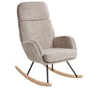Beliani Fauteuil à Bascule Moderne en Tissu Assise Polyester Pieds Métal Patins en Bois Taupe Kvelia