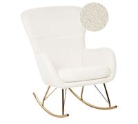 Fauteuil à Bascule Moderne en Tissu Bou lanc et Pieds Métal Dorés Anaset