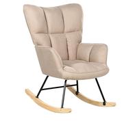 Fauteuil à Bascule Moderne en Tissu Polyester Beige et Pieds en Bois Oulu