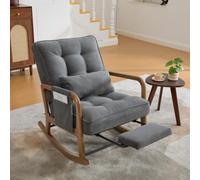 Fauteuil à bascule moderne en velours côtelé avec repose-pieds - 70 x 80 x | Dossier et repose-pieds réglables pour un maximum de repos. Chaise de relaxation en velours côtelé doux avec poche latérale
