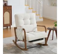 Fauteuil à bascule moderne en velours côtelé avec repose-pieds - 70 x 80 x | Dossier et repose-pieds réglables pour un maximum de repos. Chaise de relaxation en velours côtelé doux avec poche latérale
