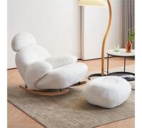 Fauteuil à bascule moderne et confortable avec repose-pieds - Canapé simple élégant pour lire et se détendre - Base en bois massif - Design anti-inclinaison - Parfait pour le salon et la chambre