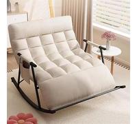 Fauteuil à Bascule Moderne Extra Large Double Fauteuil Relax Pour Le Salon Large Fauteuil à Bascule Pour Une Utilisation Intérieure Confortable Assise Rembourrée (Blanc cassé)