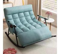 Fauteuil à Bascule Moderne Extra Large Double Fauteuil Relax Pour Le Salon Large Fauteuil à Bascule Pour Une Utilisation Intérieure Confortable Assise Rembourrée (Bleu)