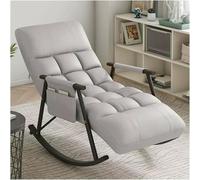 Fauteuil à bascule moderne gris à dossier haut avec 5 positions inclinables et poche latérale pour salon ou chambre à coucher Confort et style