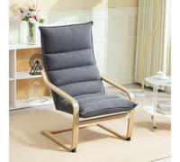 Fauteuil à Bascule Moderne HOMCOM avec Accoudoirs en Bois et Coussins Épais en Velours, 67x83x105 cm, Gris