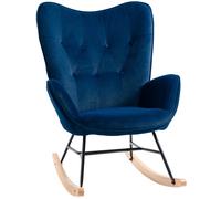 HOMCOM - Fauteuil à bascule - Velours (100% polyester) - 65x70x96cm - Bleu