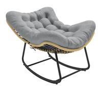 Fauteuil à bascule - Outsunny - pour intérieur et extérieur - avec coussin moelleux - résine tressée - 110 x 87 x 70 cm - gris