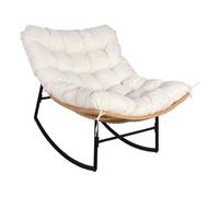 Habitat et Jardin Fauteuil à Bascule papasan avec Coussin intérieur/extérieur Papaya - Beige